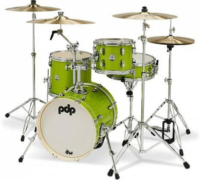 PDP New Yorker 4-Piece Shell Pack 16", Electric Green Sparkle, Chrome Hardware