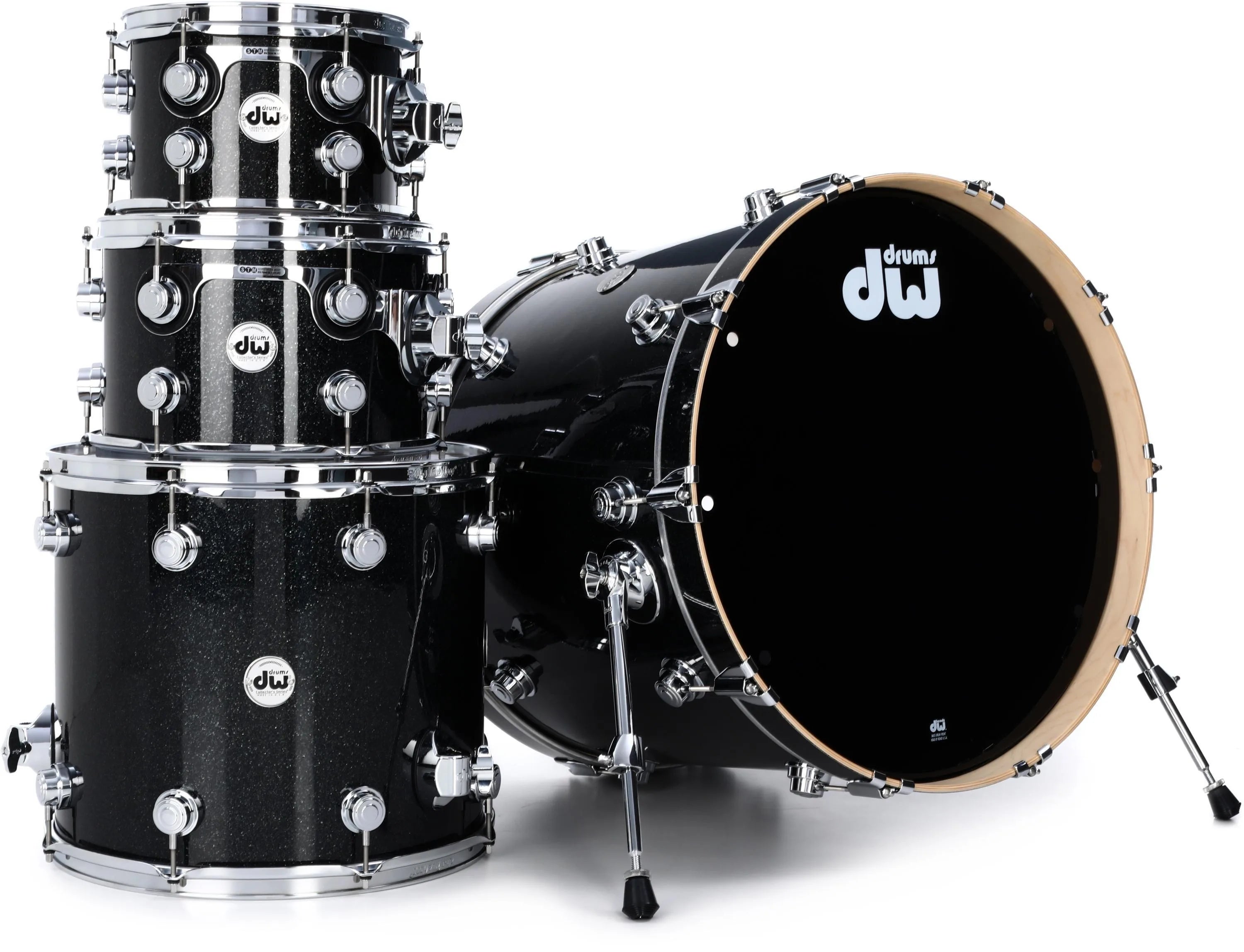 DW Collector's Series Maple Black Ice Finish 5pcs. Shell Drum Set