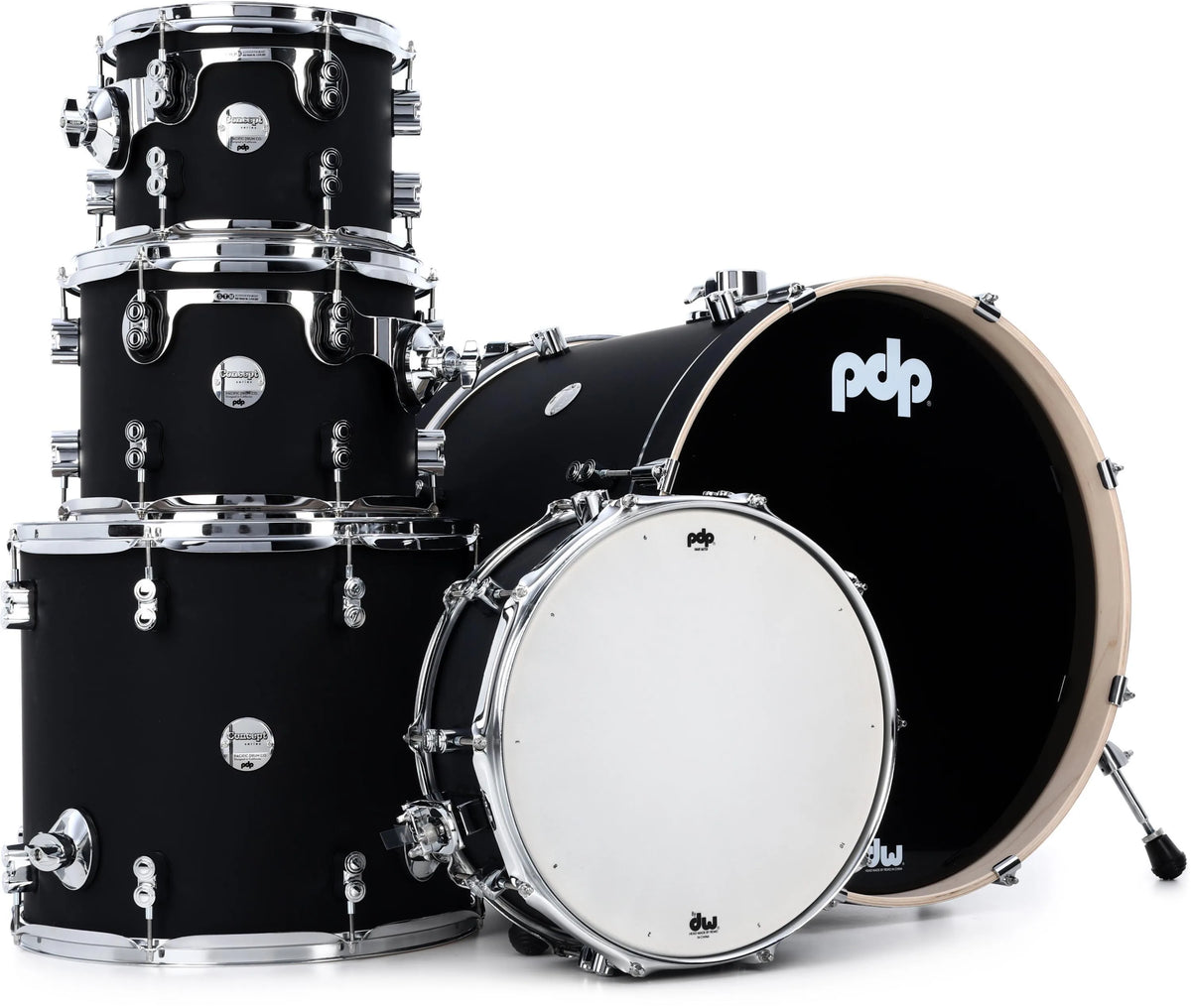 PDP Concept Maple 5-Piece Shell Pack 22", Satin Black, Chrome Hardware