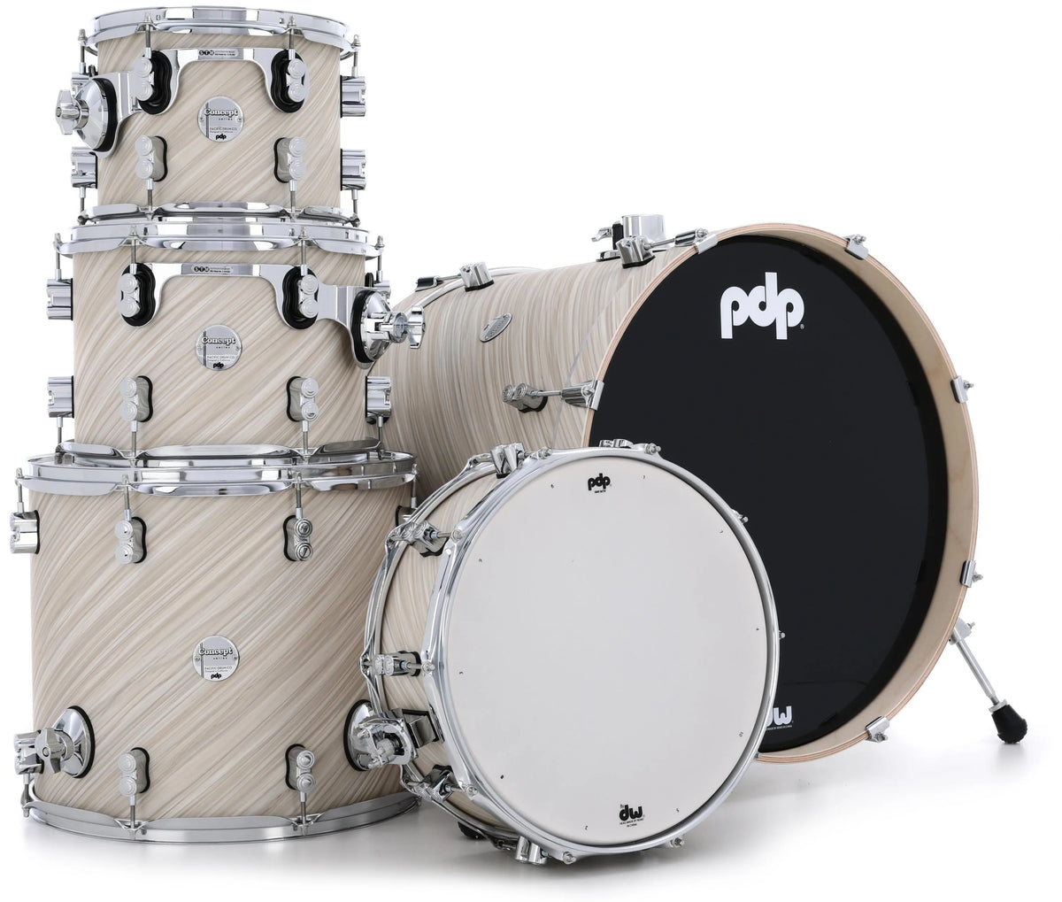 PDP Concept Maple 5-Piece Shell Pack 22", Twisted Ivory, Chrome Hardware