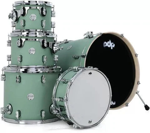 PDP Concept Maple 5-Piece Shell Pack 22", Satin Seafoam, Chrome Hardware