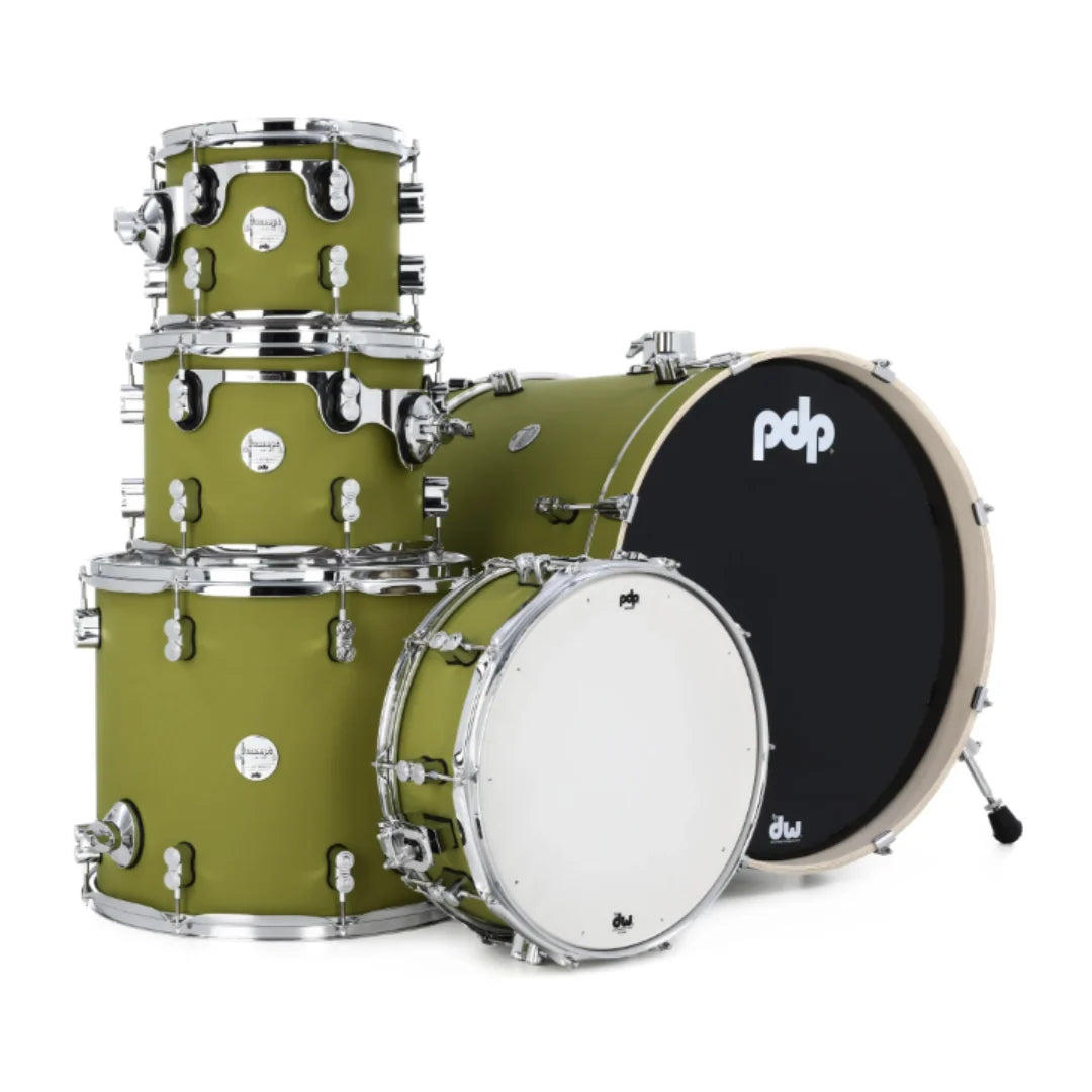 PDP Concept Maple 5-Piece Shell Pack 22", Satin Olive, Chrome Hardware