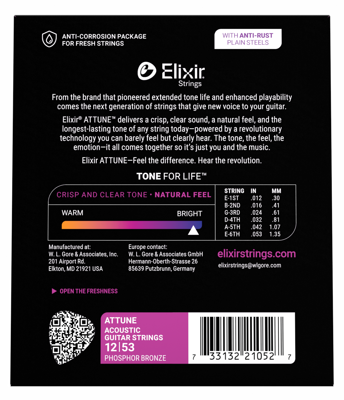 Elixir Strings Acoustic Phosphor Bronze Attune Light