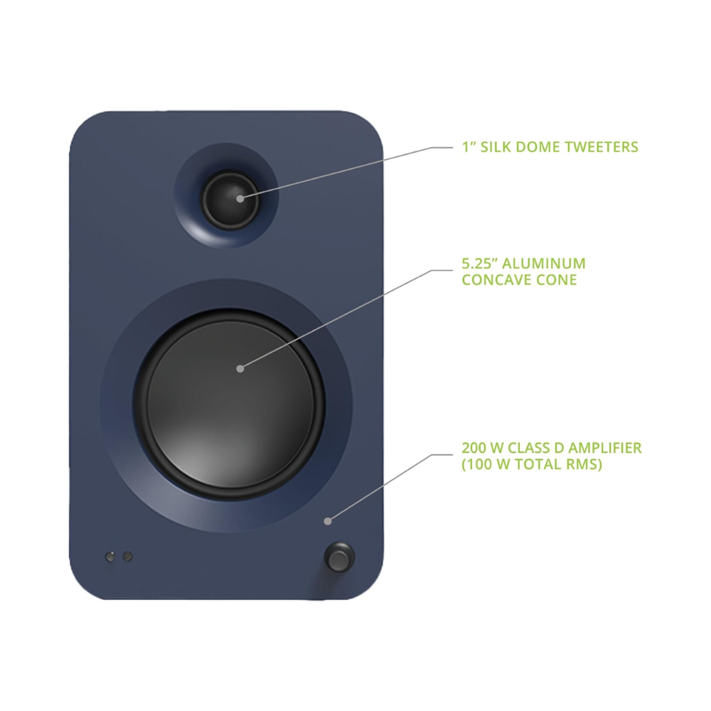 Kanto Audio REN 200W Powered Speaker System with HDMI ARC Input, with BT 5.3 and USB-C Input, Type G Power Cord, Matte Blue (Sold in Pairs)