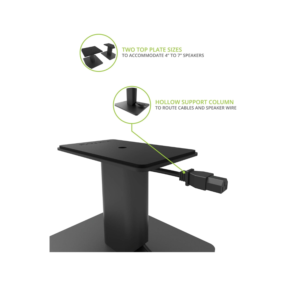 Kanto Audio SP6HD Desktop Speaker Stands for Med/Large Bookshelf Speakers & Mid-Size/Full-Size 4”-7” Studio Monitors, Black (Sold in Pairs)