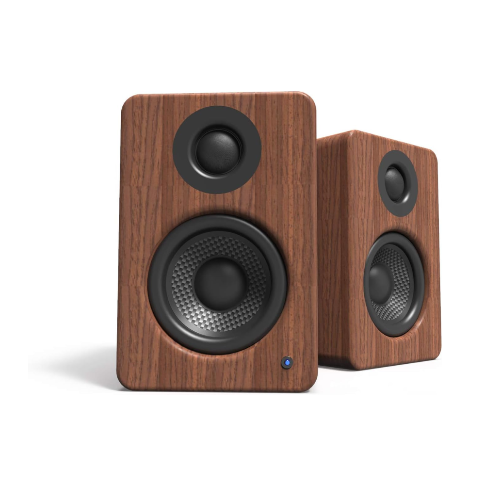 Kanto Audio YU2 Powered Desktop Computer Speakers, Type C and Type G Power Cords, Walnut (Sold in Pairs)