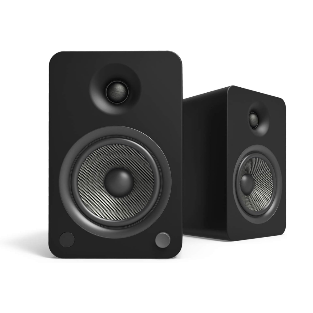 Kanto Audio YU6MB Powered Bookshelf Speakers with Bluetooth and Phono Preamp, Type F and Type G Power Cords, Matte Black (Sold in Pairs)
