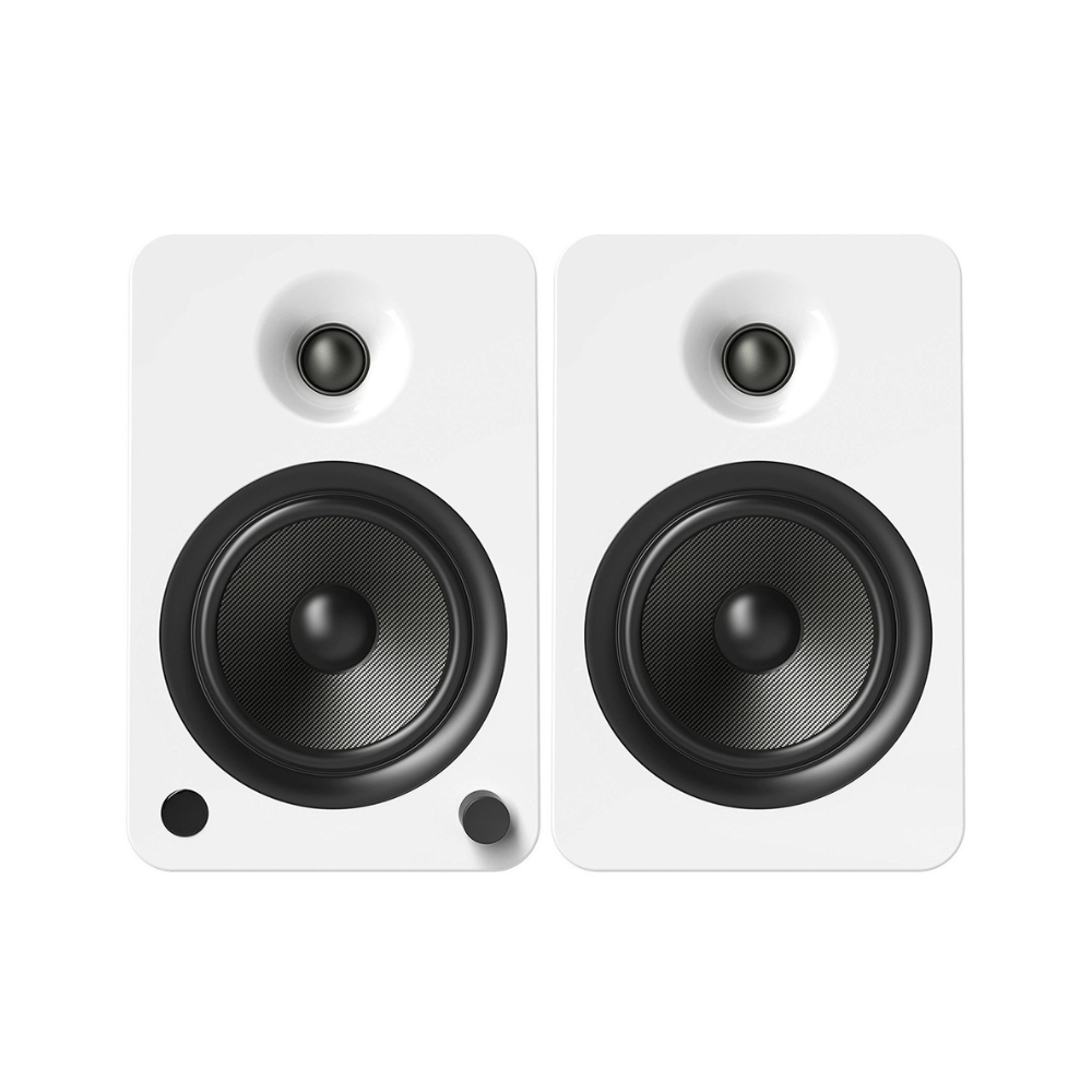 Kanto Audio YU6MB Powered Bookshelf Speakers with Bluetooth and Phono Preamp, Type F and Type G Power Cords, Matte White (Sold in Pairs)