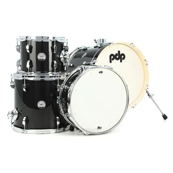 PDP New Yorker 4-Piece Shell Pack 16", Black Onyx Sparkle, Chrome Hardware
