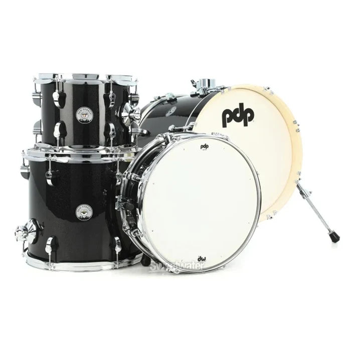 PDP New Yorker 4-Piece Shell Pack 16", Black Onyx Sparkle, Chrome Hardware