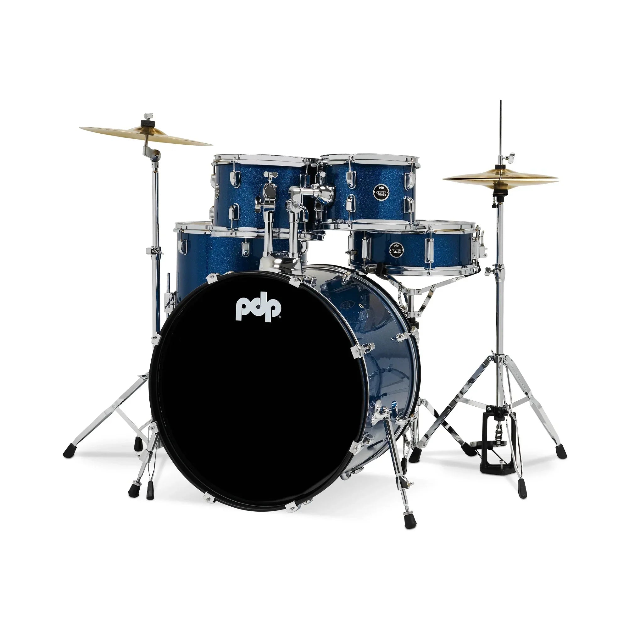 PDP CENTERstage 5-Piece Complete Drum Kit 22", Royal Blue Sparkle (Hardware, Cymbals & Throne)