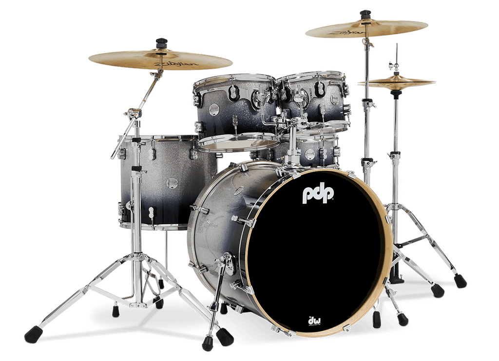 PDP Concept Maple 5-Piece Shell Pack 22", Silver-to-Black Fade, Chrome Hardware