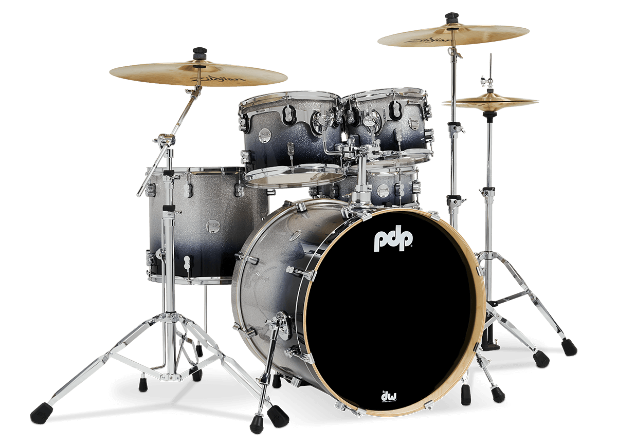 PDP Concept Maple 5-Piece Shell Pack 22", Silver-to-Black Fade, Chrome Hardware
