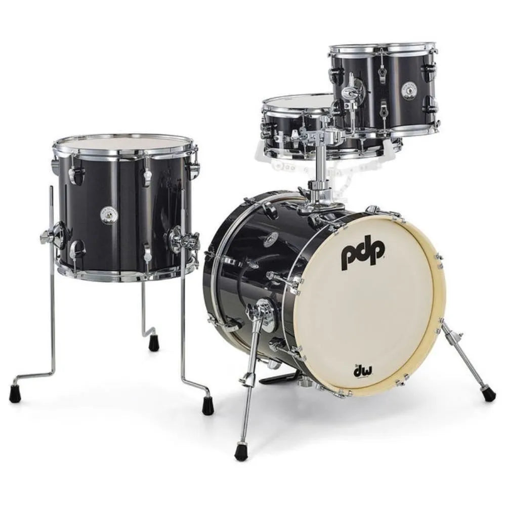 PDP New Yorker 4-Piece Shell Pack 16", Black Onyx Sparkle, Chrome Hardware