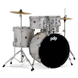 PDP CENTERstage 5-Piece Complete Drum Kit 22", Diamond White Sparkle (Hardware, Cymbals & Throne)