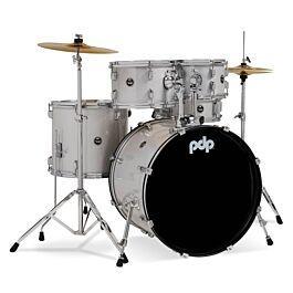 PDP CENTERstage 5-Piece Complete Drum Kit 22", Diamond White Sparkle (Hardware, Cymbals & Throne)