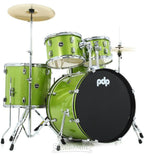 PDP CENTERstage 5-Piece Complete Drum Kit 22", Electric Green Sparkle (Hardware, Cymbals & Throne)