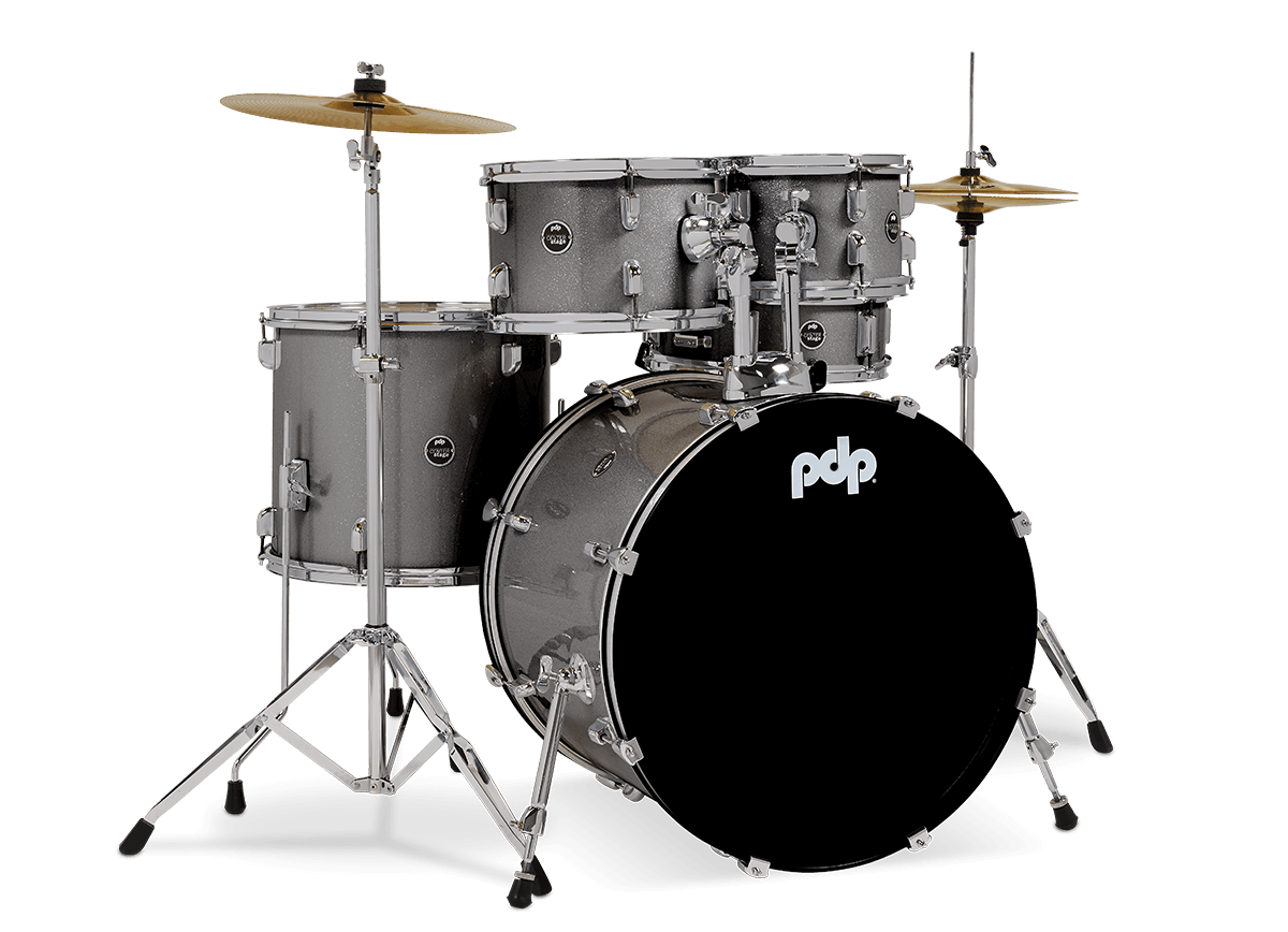 PDP CENTERstage 5-Piece Complete Drum Kit 22", Silver Sparkle (Hardware, Cymbals & Throne)