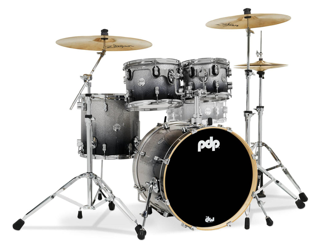 PDP Concept Maple 4-Piece Shell Pack 20", Silver-to-Black Fade, Chrome Hardware