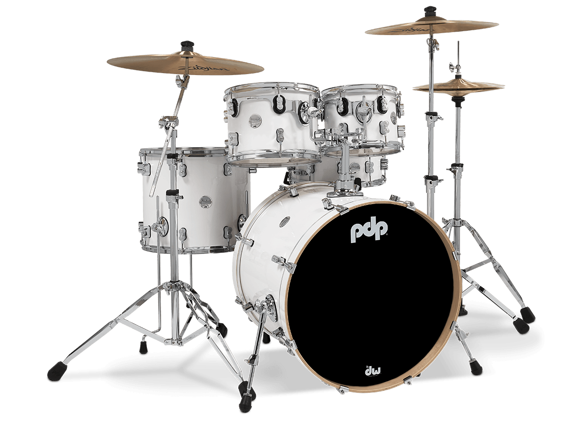 PDP Concept Maple 5-Piece Shell Pack 22", Pearlescent White, Chrome Hardware
