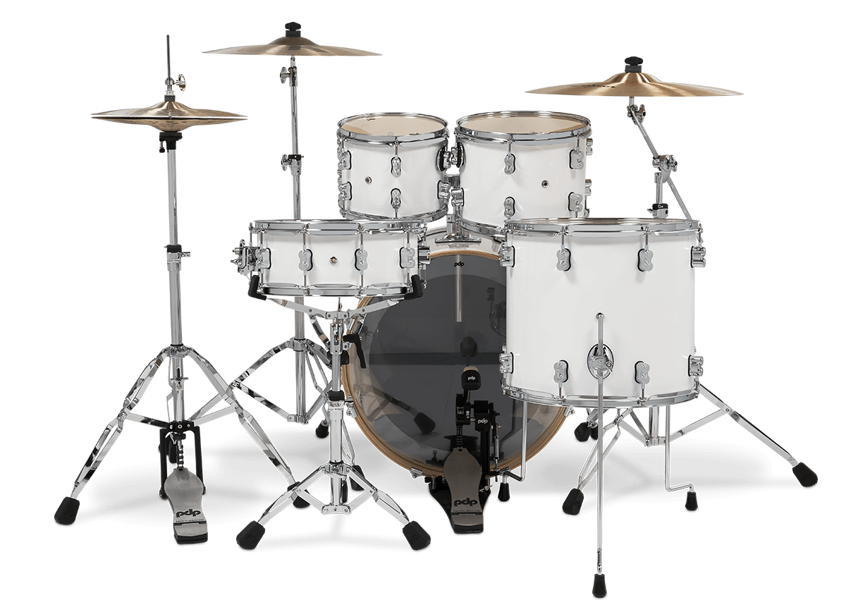 PDP Concept Maple 5-Piece Shell Pack 22", Pearlescent White, Chrome Hardware