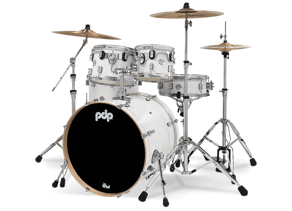PDP Concept Maple 5-Piece Shell Pack 22", Pearlescent White, Chrome Hardware