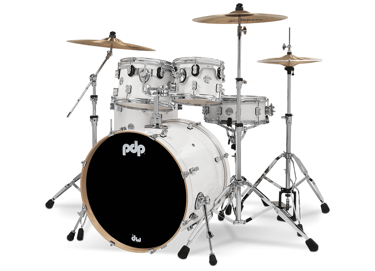 PDP Concept Maple 5-Piece Shell Pack 22", Pearlescent White, Chrome Hardware