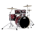 PDP Concept Maple 5-Piece Shell Pack 22", Red-to-Black Fade, Chrome Hardware