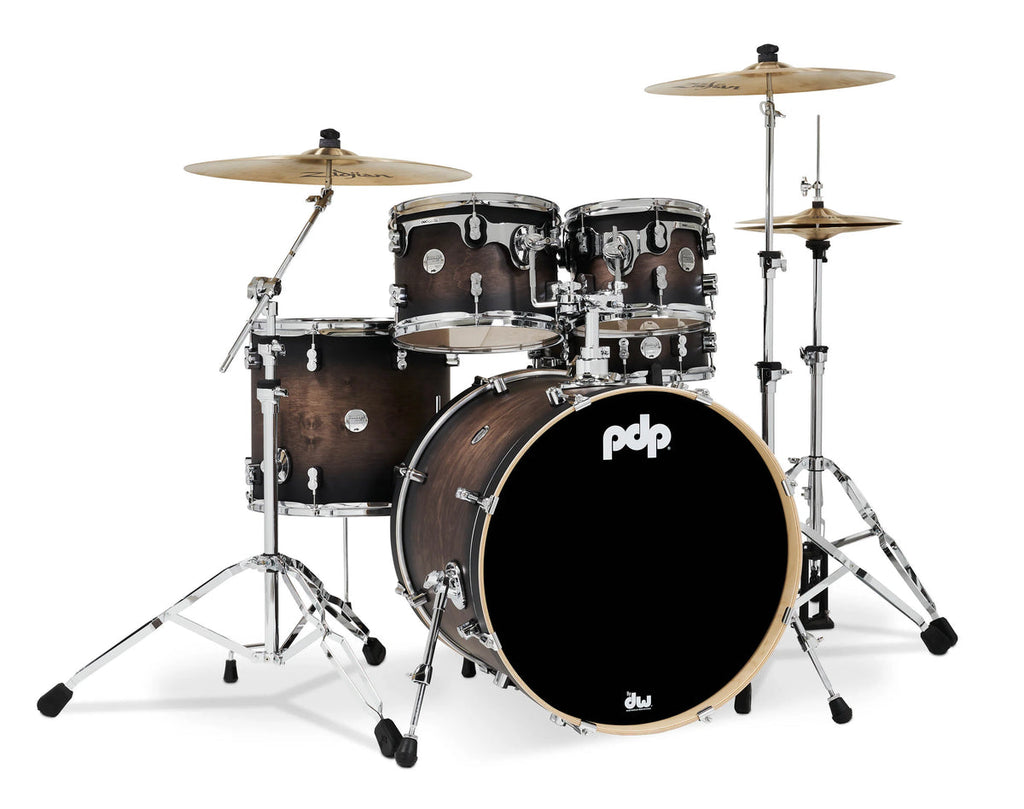 PDP Concept Maple 5-Piece Shell Pack 22", Satin Charcoal Burst, Chrome Hardware
