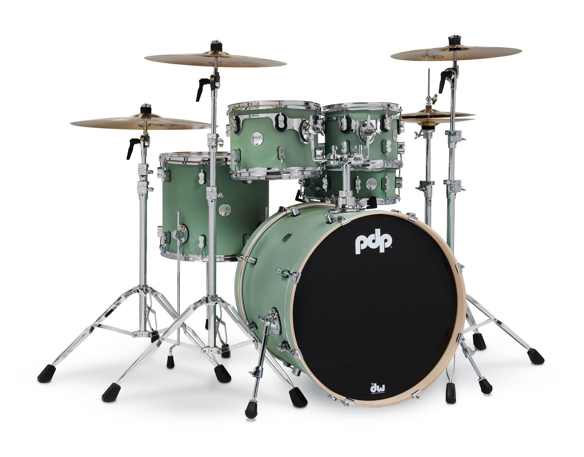 PDP Concept Maple 5-Piece Shell Pack 22", Satin Seafoam, Chrome Hardware