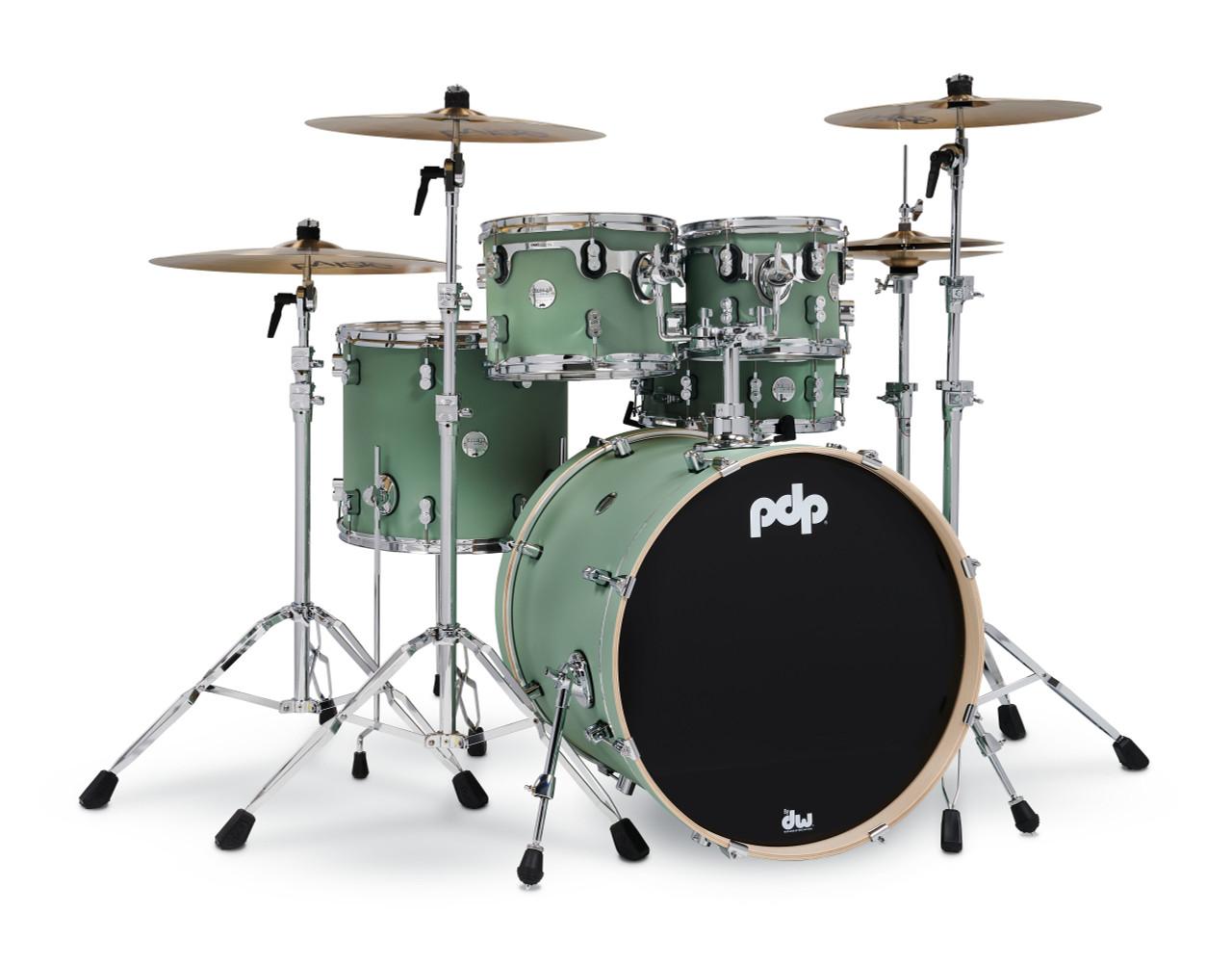 PDP Concept Maple 5-Piece Shell Pack 22", Satin Seafoam, Chrome Hardware