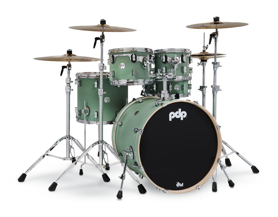 PDP Concept Maple 5-Piece Shell Pack 22", Satin Seafoam, Chrome Hardware