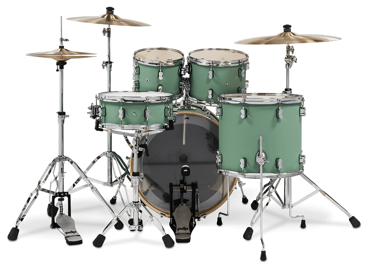 PDP Concept Maple 5-Piece Shell Pack 22", Satin Seafoam, Chrome Hardware