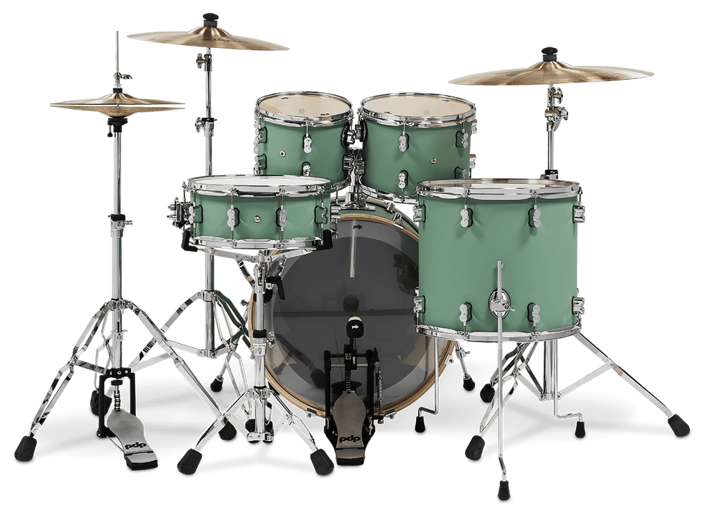 PDP Concept Maple 5-Piece Shell Pack 22", Satin Seafoam, Chrome Hardware