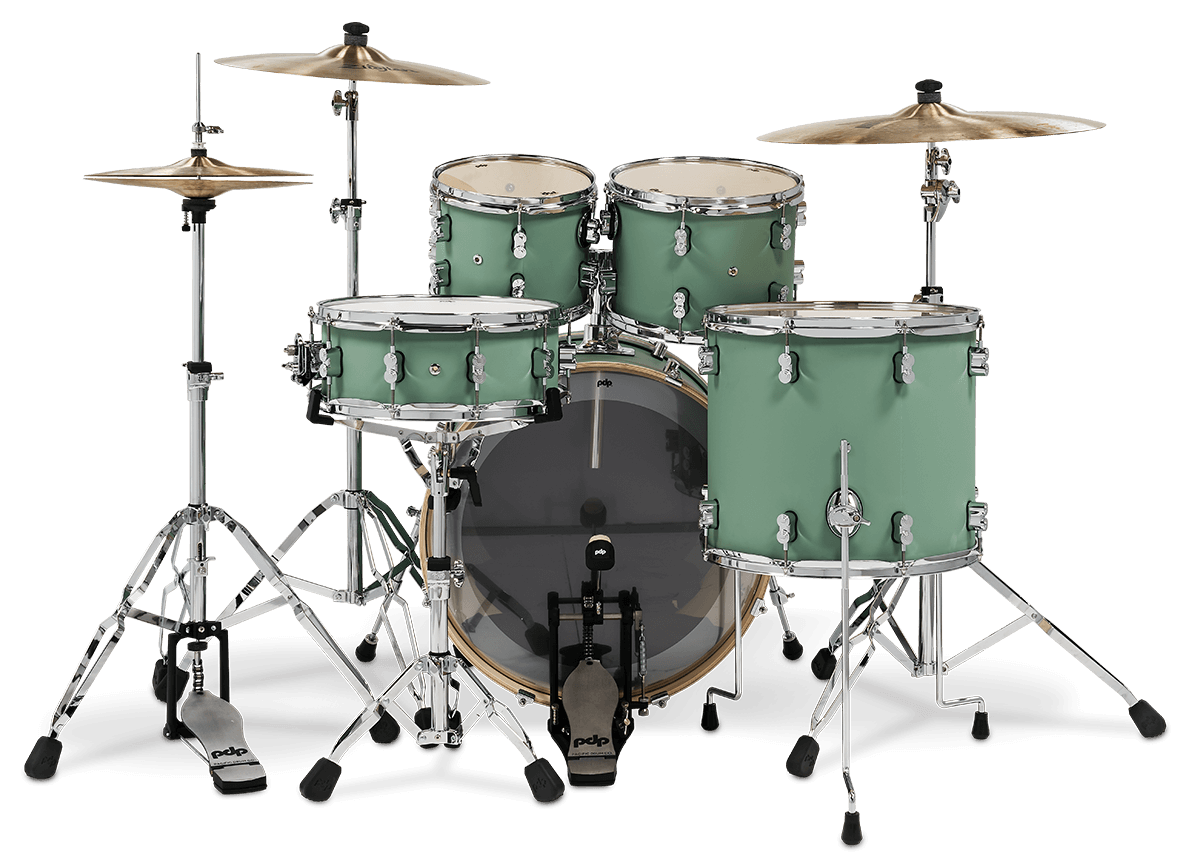 PDP Concept Maple 5-Piece Shell Pack 22", Satin Seafoam, Chrome Hardware