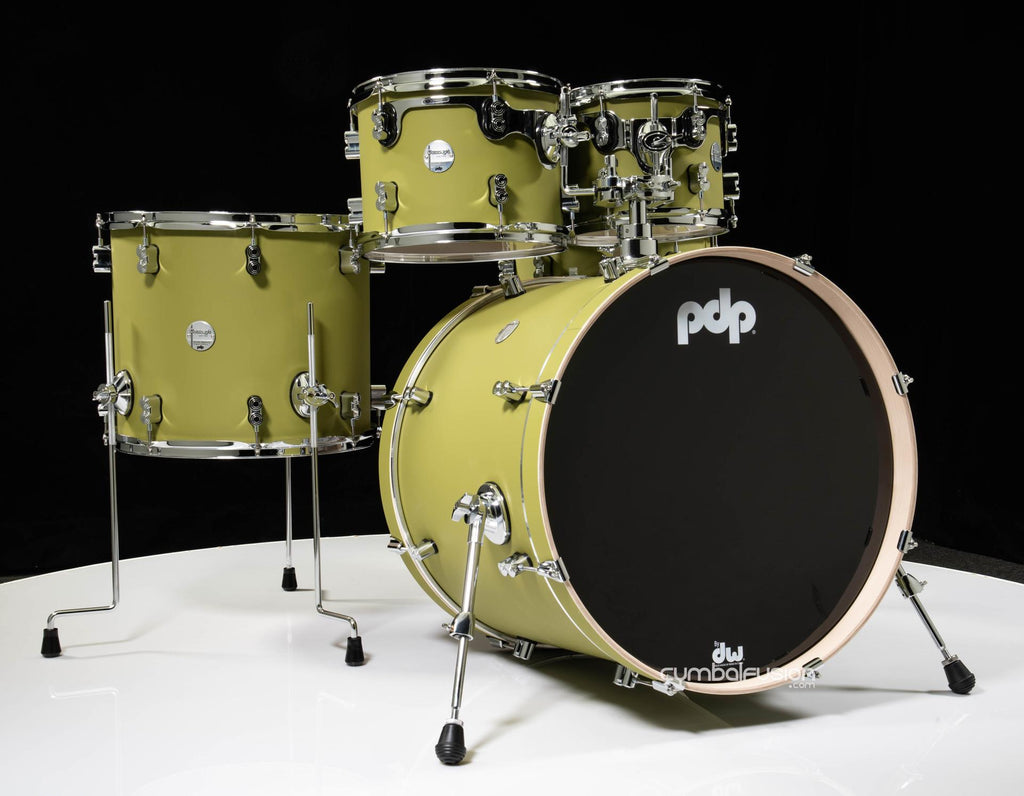 PDP Concept Maple 5-Piece Shell Pack 22", Satin Olive, Chrome Hardware