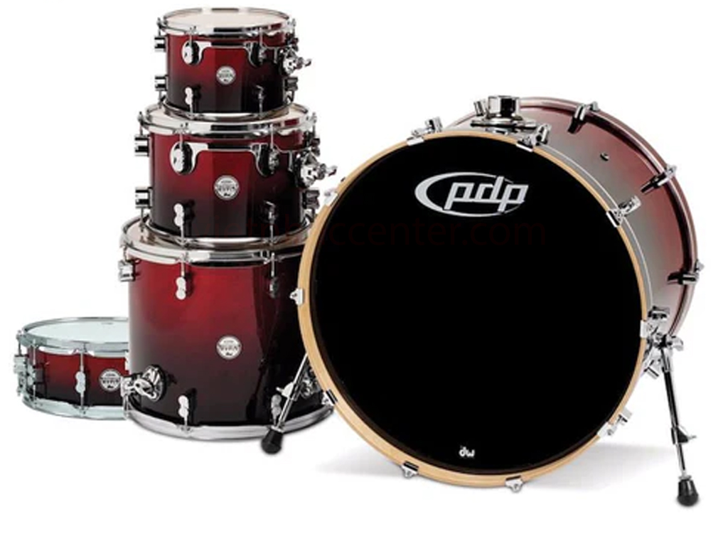 PDP Concept Maple 5-Piece Shell Pack 22", Red-to-Black Fade, Chrome Hardware