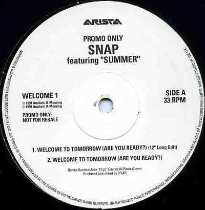 Snap! Welcome To Tomorrow 12"Vinyl (Electronic)