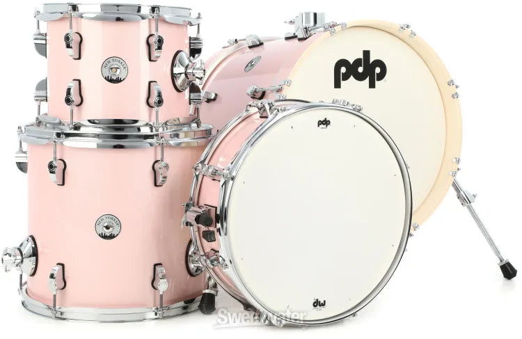 PDP New Yorker 4-Piece Shell Pack 16", Pale Rose Sparkle, Chrome Hardware