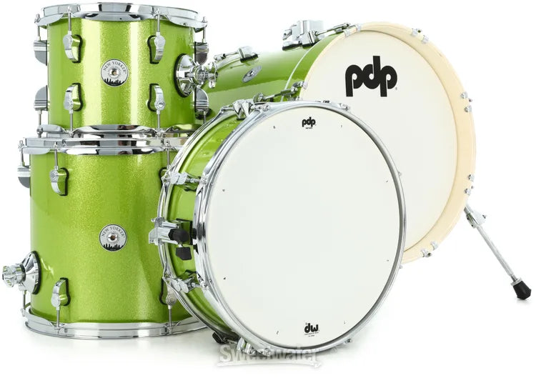 PDP New Yorker 4-Piece Shell Pack 16", Electric Green Sparkle, Chrome Hardware