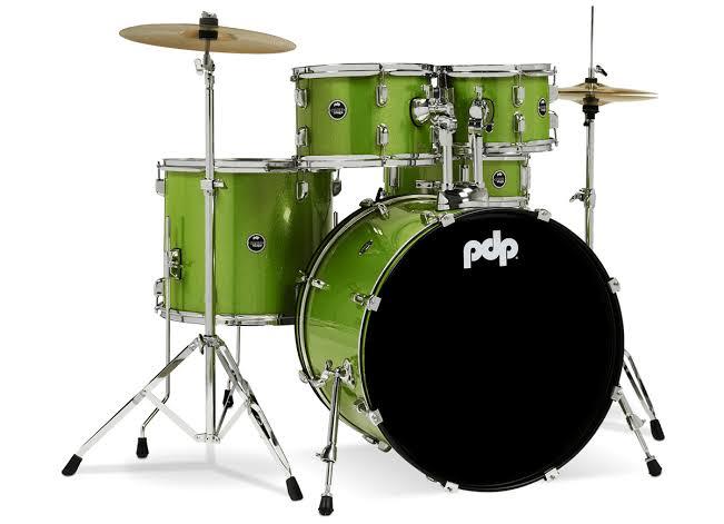 PDP CENTERstage 5-Piece Complete Drum Kit 22", Electric Green Sparkle (Hardware, Cymbals & Throne)
